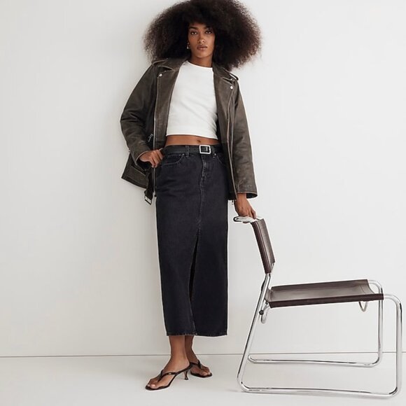 Madewell Denim Mid-Rise Maxi Skirt in Lunar Wash, 27 - Picture 1 of 10